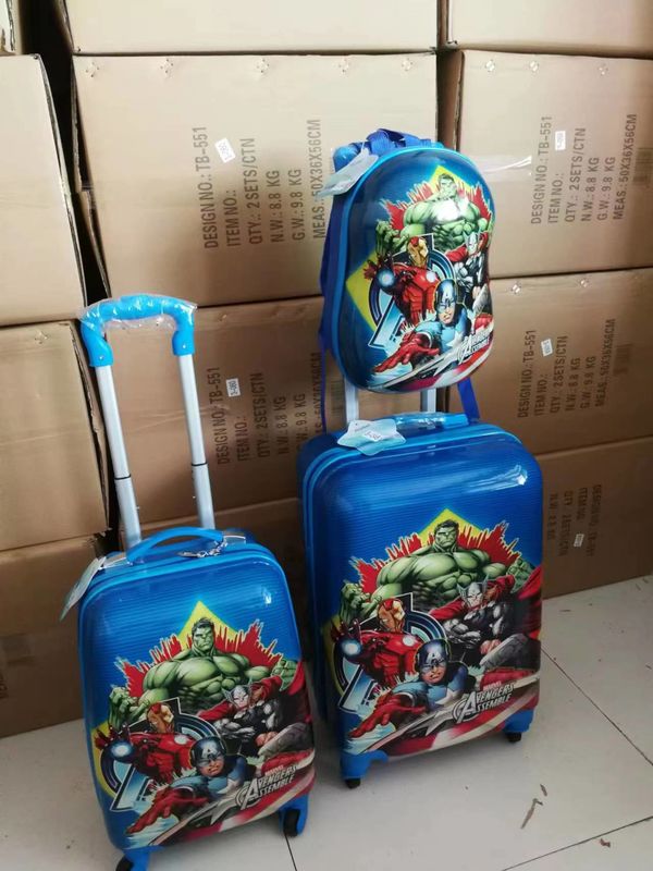 Çekilebilir Kemer Çocuklar Karikatür Bagaj Çantalar Dayanıklı Mavi Renk