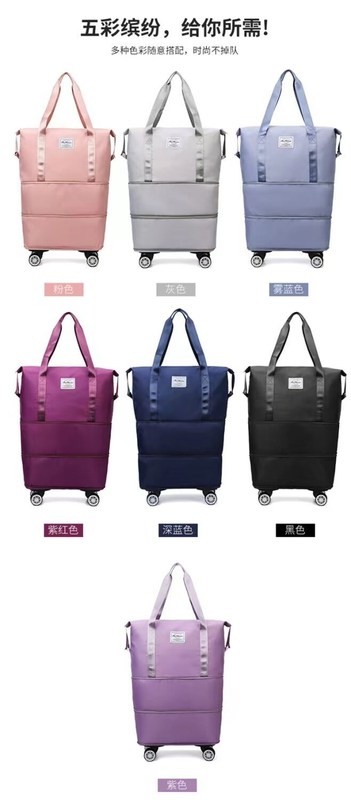 Rol Duffle Pack Yumuşak Kırpılabilir İş Seyahat Çantası Tekerlekli Yaka Multi-Cip Kuru Islak