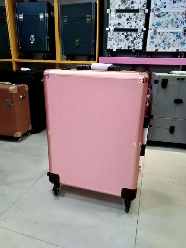 Makyaj Kutusu Düzenlenebilir Ayaklar Ağır Görevli Çanta Led Işık Ayna Kozmetik Dört Tekerlekli Trolley Makyaj Kutusu