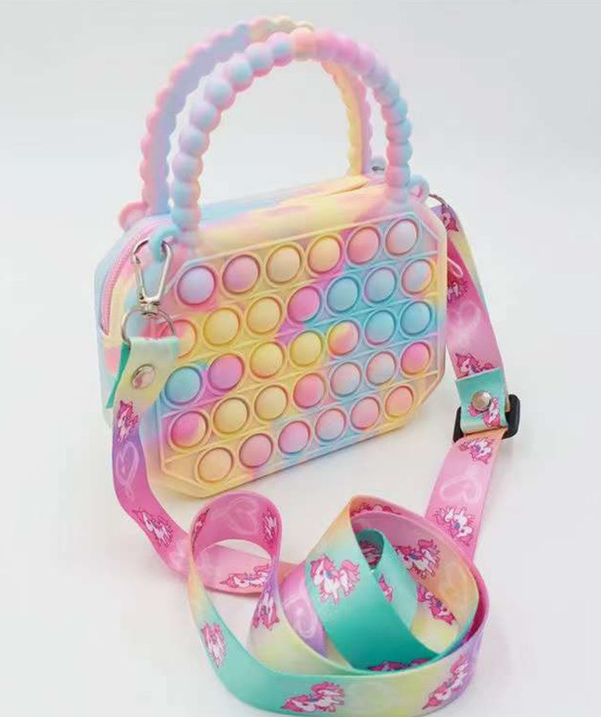 Pop Fidget Oyuncakları Silikon Tükle Bubble Crossbody Çanta Duygusal Stres Aşıcı Yetişkinler Çocuklar El Çantası Para Çantası Cüzdan Hediyeler