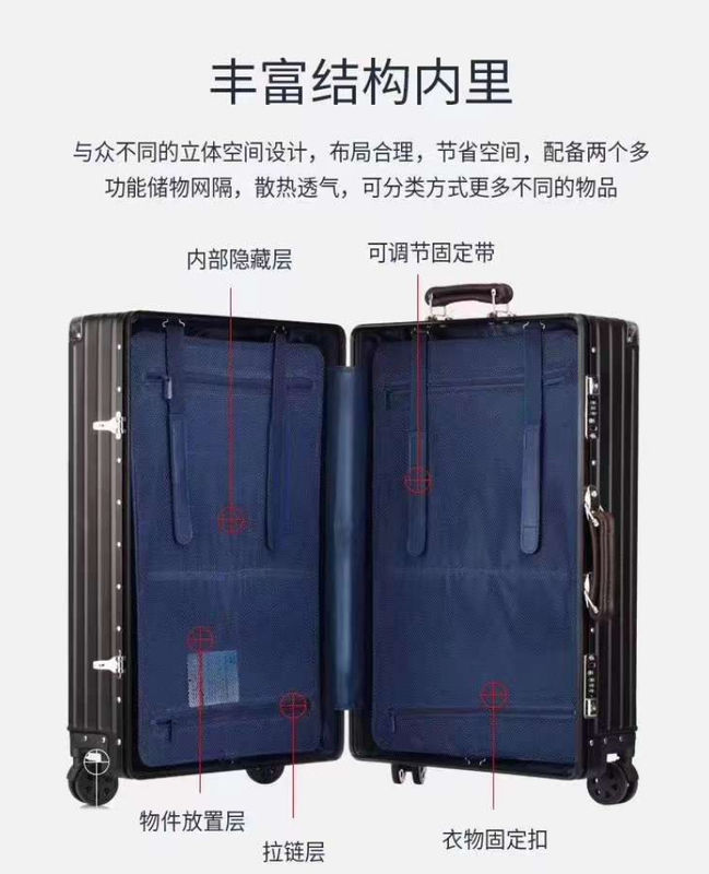 Guangzhou Tedarikçisinin Unisex Alüminyum Magnezyum Alaşım Çantası Büyük Bagaj Çantası Metal Talip ve Teslimat Kapısı