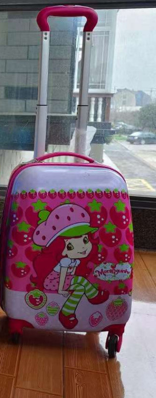 Çocuk bagajı için özel 18 inç karikatür evrensel tekerlekli araba kazası, moda çocuk seyahat kazası