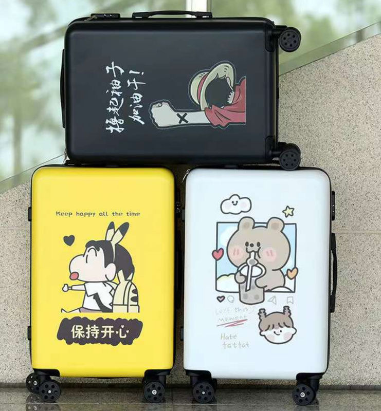 4 Tekerlekli Özel Logo DIY Yaratıcı Yazdırma Seyahat Bagaj Çantası Spinner Kabin ABS PC Trolley Taşıyın Özel Logo Çantalar