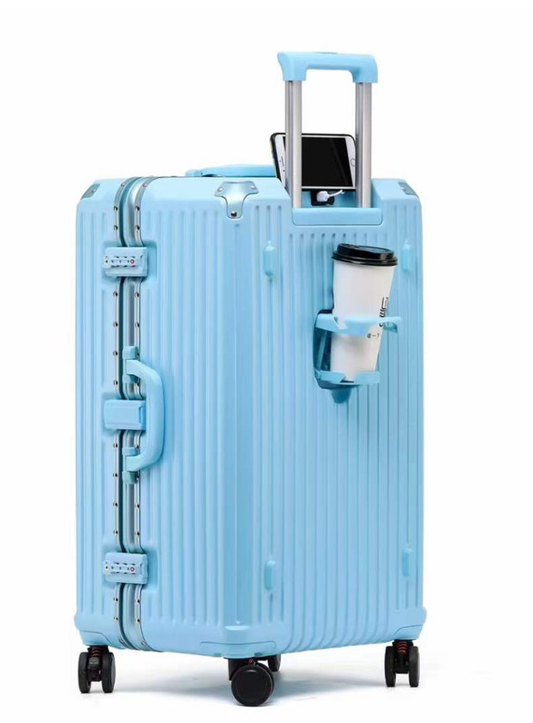 En büyük çok fonksiyonel battaniyeli bagaj çantası 20 inç alüminyum bagaj bardak tutucu ile alüminyum çerçeve sert ekipman bavul