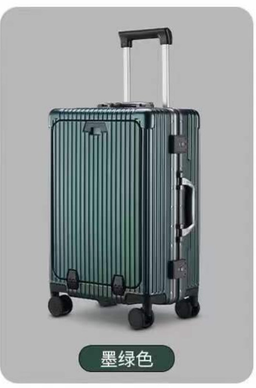 24 inçlik çanta ön açık sert kabuklu alüminyum çerçeve USB şarj portu TSA kilitli bardak tutucu ve orta telefon tutucu